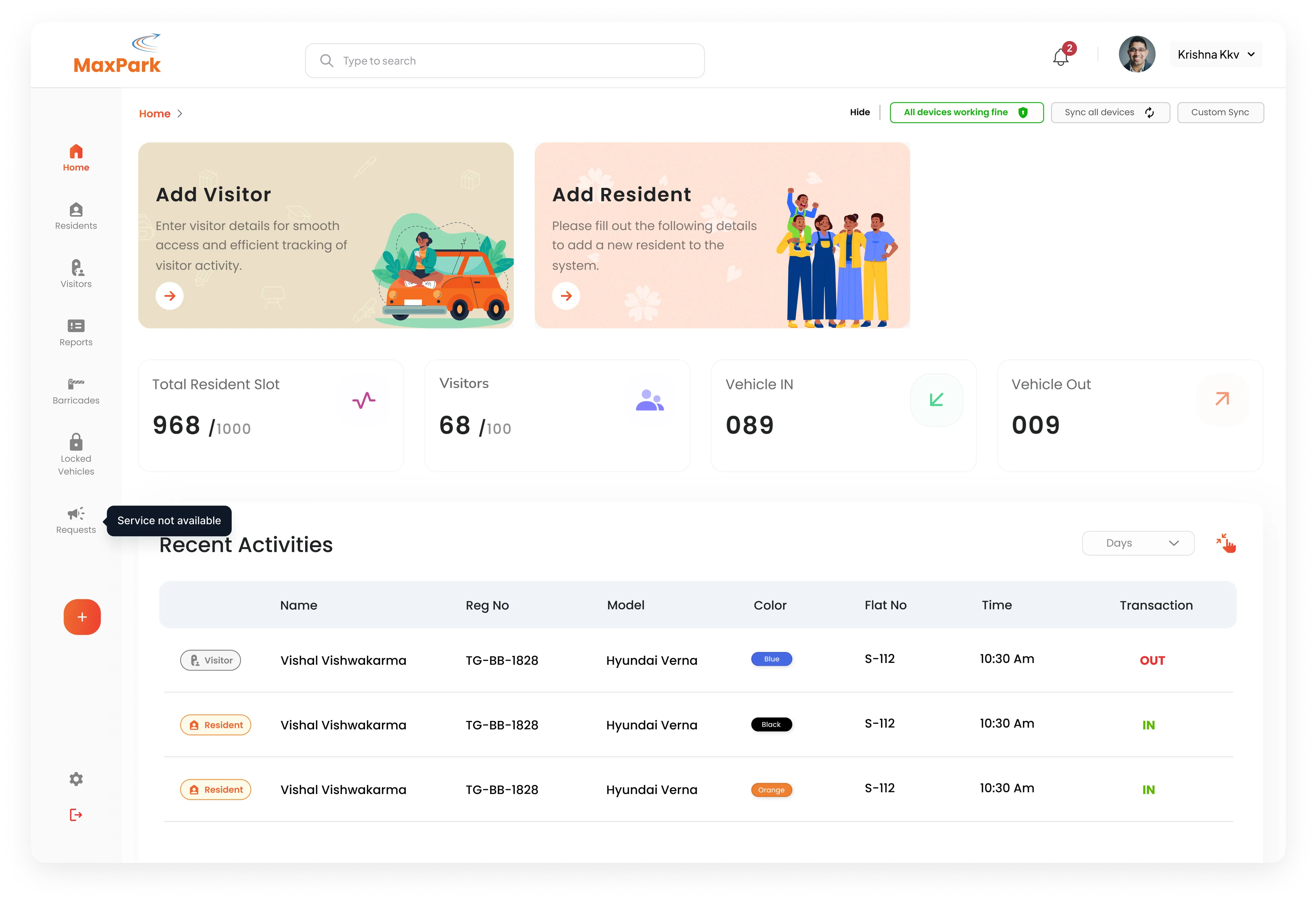 MaxPark Residential Dashboard
